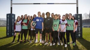 Rugby World Cup winner Maggie Alphonsi teams up with Bath Rugby Foundation apprentice to celebrate International Women’s Day
